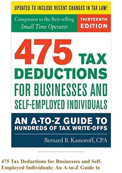 Read 475 Tax Deductions For Businesses And Selfemployed Individuals An Atoz Guide To Hundreds Of Tax Writeoffs 422 Tax Deductions For Businesses And Selfemployed Individuals By Bernard B Kamoroff