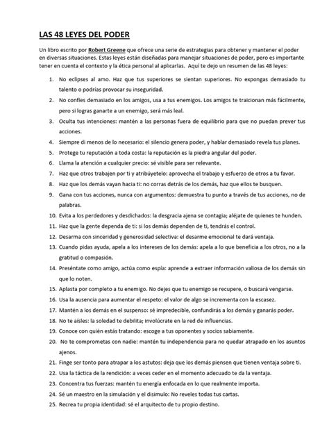 48 Leyes Del Poder Sintesis E Ideas Principales 2