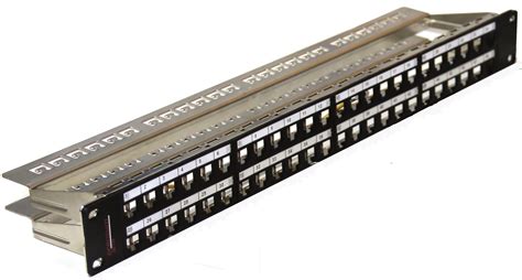 48 port patch panel. 48-Port Patch Panel for High-Speed Cat6 Network Cabling Organize and manage your high-density Cat6 application without taking up too much valuable rack space. This patch panel offers 48 RJ45 ports with color-coded 110 punch-down slots that are terminated using a proper punch-down tool. Both the front and rear connectors are clearly numbered and ... 