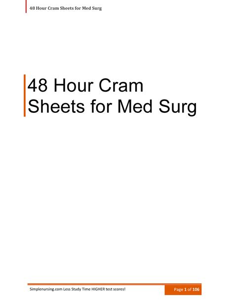 Read Online 48 Hour Cram Sheets For Med Surg Simple Nursing 