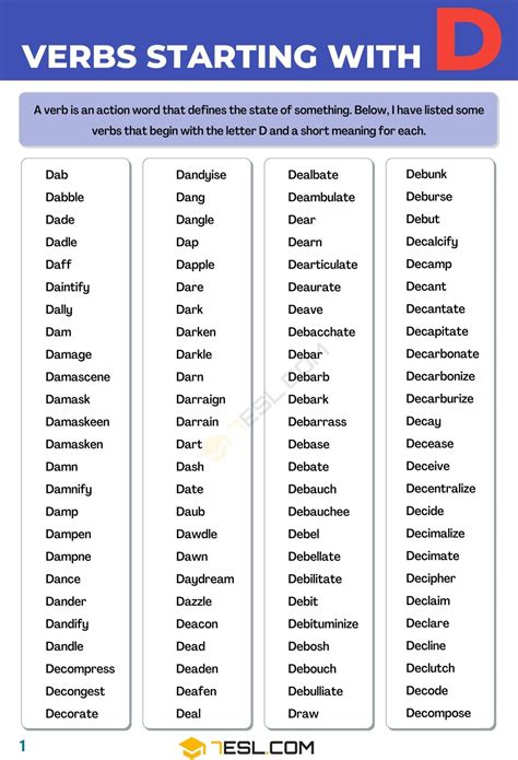 484 Verbs That Start With D In English Easy Words That Start With D - Easy Words That Start With D