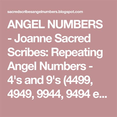 4949 angel number joanne. Number 4 also relates to our drive, passion and purpose and the energies of the Archangels. Angel Number 134 brings a message from your angels that you are being supported, encouraged, loved and surrounded by your angels and the Ascended Masters. Give any negative fears, doubts and worries to your angels to transmute and heal, and … 