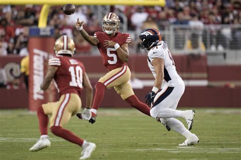 49ers rally late behind Trey Lance to beat Broncos 21-20 on rookie Jake Moody’s kick