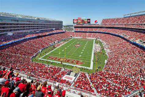 49rs stadium. Levi's Stadium, which is more than 40 miles from downtown San Francisco, hosts an average of just 20 events each year but each of them are major, including every San Francisco 49ers home game and ... 
