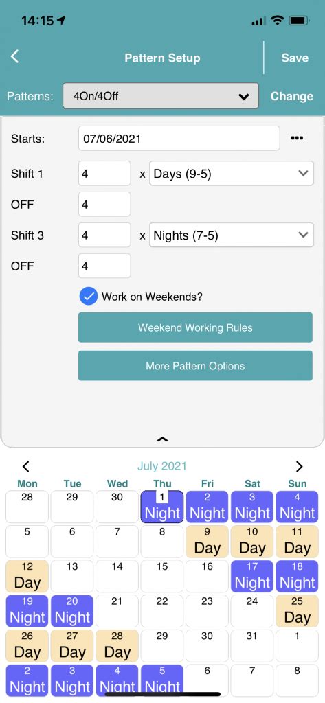 4On 4Off Shift Pattern MyShiftPlanner