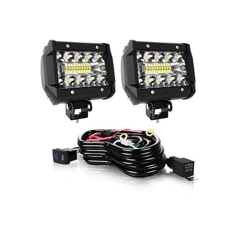 4X 4inch Cube 3-Rows Spot Flood LED Work Light Pods Driving