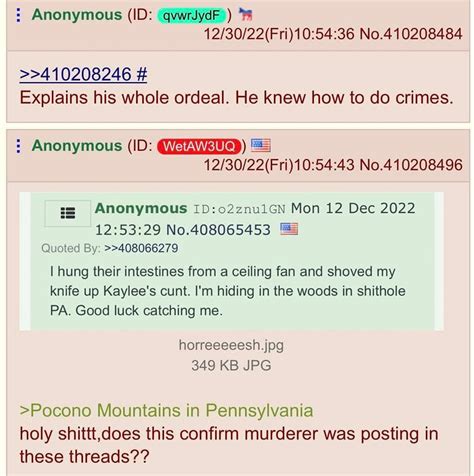 4chan kohberger. Latest news on Bryan Kohberger, a 28-year-old suspect in the 13 November 2022 stabbing deaths of four University of Idaho students. Bryan Kohberger was arrested on 30 … 