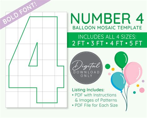 4ft Mosaic Number Template