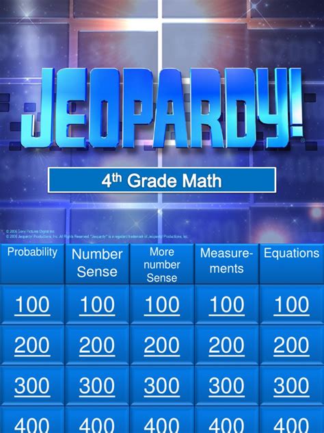 4th Grade Math Jeopardy Probability Teaching Mathematics