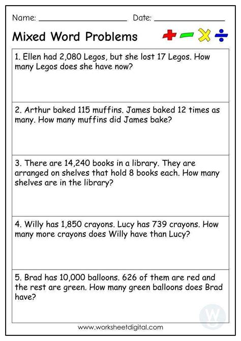 4th Grade Math Word Problems Addition And Subtraction Website of