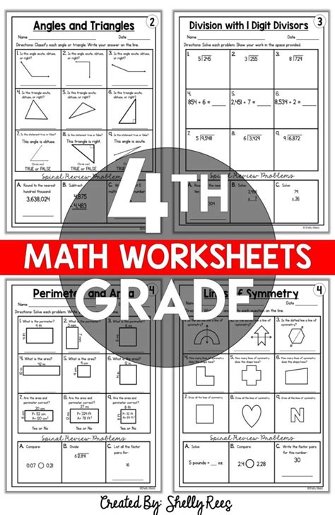 4th Grade Math Worksheets Learning Printable