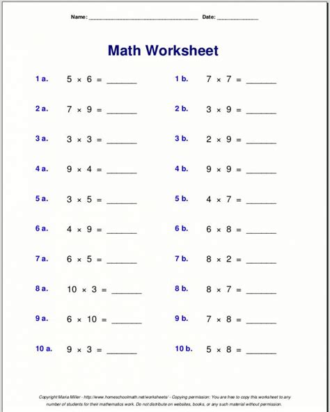 4th Grade Math Worksheets Printable