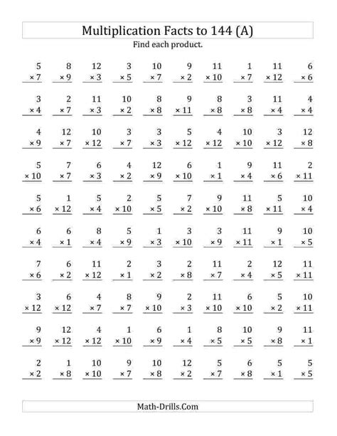 4th Grade Multiplication Test Worksheet Free Printable