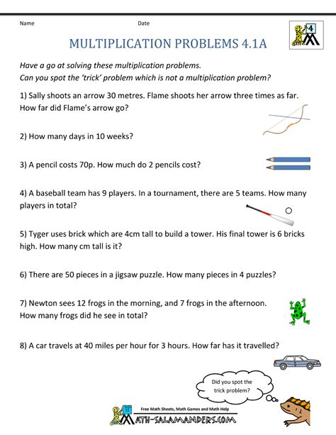 4th Grade Multiplication Word Problems