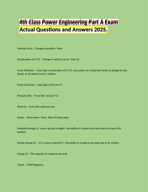 4th Class Power Engineering Exam Questions
