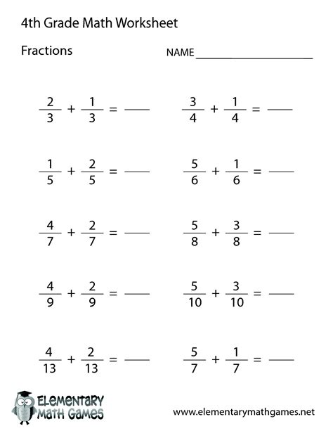 4th Grade Adding Subtracting Fractions Practice Fractions Worksheet For 4th Grade - Fractions Worksheet For 4th Grade