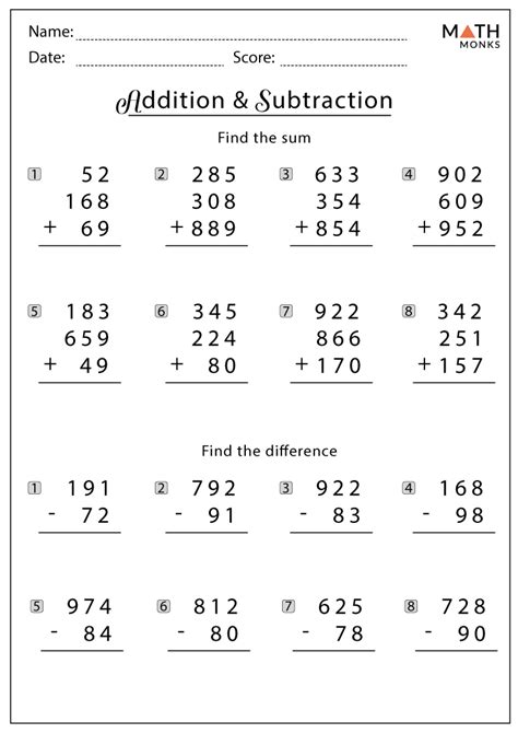 4th Grade Addition And Subtraction Worksheets Math Worksheets 4th Grade Addition And Subtraction - 4th Grade Addition And Subtraction