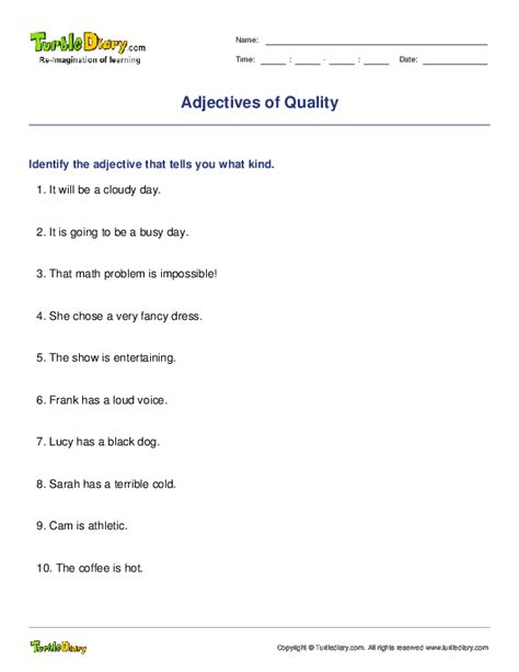4th Grade Adjective Worksheets Turtle Diary Adjectives Exercises For Grade 4 - Adjectives Exercises For Grade 4