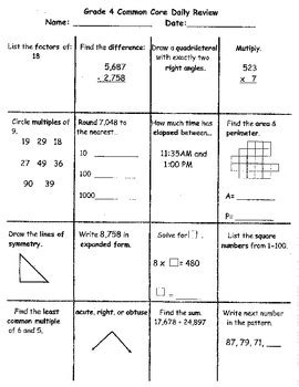 4th Grade Common Core Math Daily Practice Workbook 4th Grade Math Practice Book - 4th Grade Math Practice Book