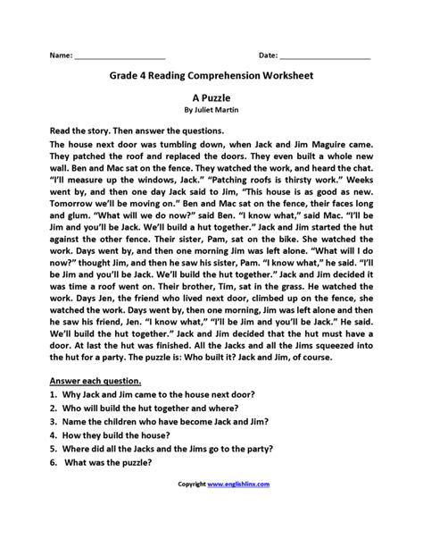 4th Grade Comprehension Worksheets Excelguider Com Comprehension Worksheet 4th Grade - Comprehension Worksheet 4th Grade