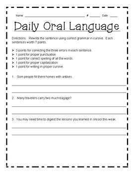 4th Grade Daily Oral Language   Pdf Daily Oral Language - 4th Grade Daily Oral Language