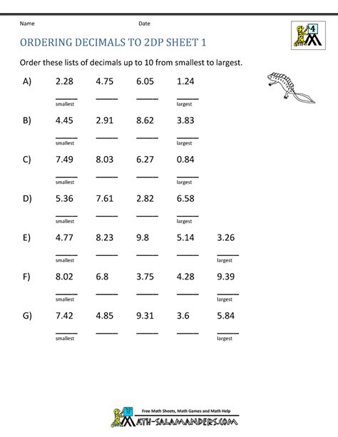4th Grade Decimal Worksheets Free Printable Grade 4 4th Grade Decimal Worksheets - 4th Grade Decimal Worksheets