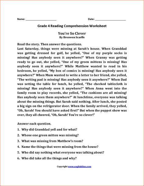 4th Grade English Comprehension Worksheets Vegandivas Nyc Comprehension Worksheet 4th Grade - Comprehension Worksheet 4th Grade