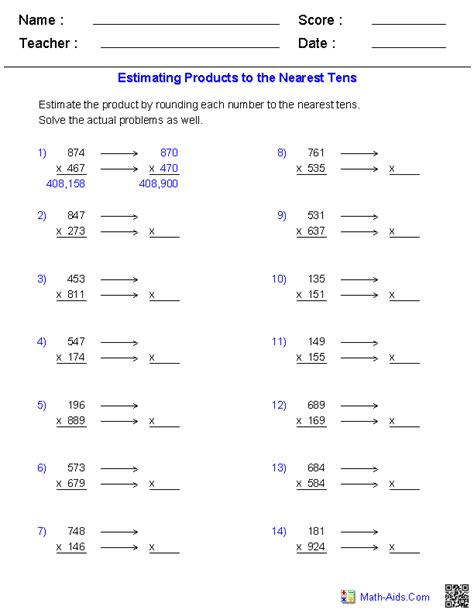 4th Grade Estimation   Estimating Products Worksheets 4th Grade Education Worksheet - 4th Grade Estimation