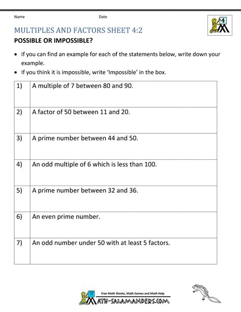 4th Grade Factors And Multiples Worksheets Free Printable Factor Worksheet Grade 4 Doc - Factor Worksheet Grade 4 Doc