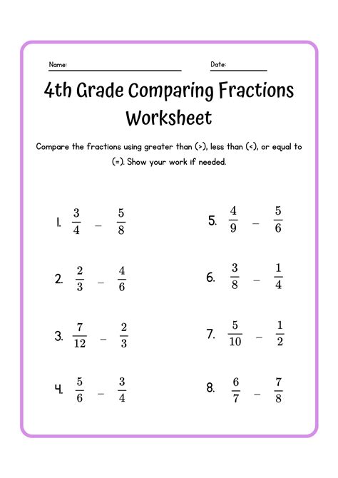 4th Grade Fractions Test