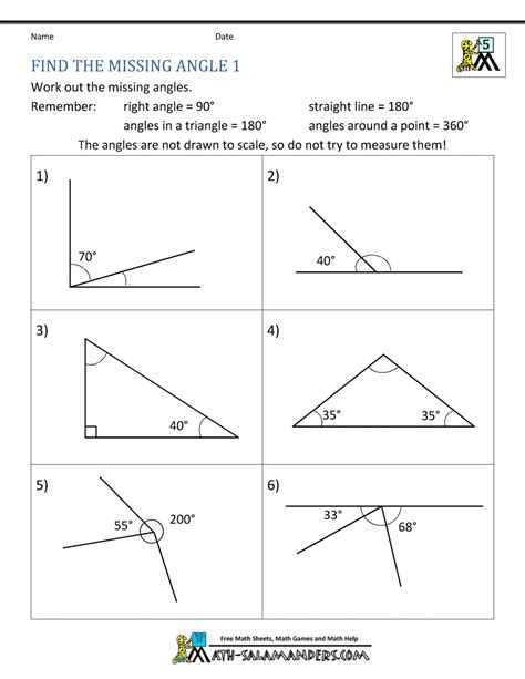 4th Grade Geometry Math Salamanders Angles Worksheet For 4th Grade - Angles Worksheet For 4th Grade