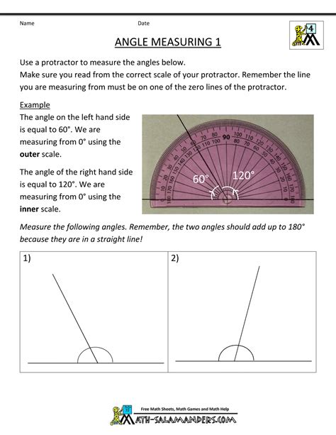 4th Grade Geometry Math Salamanders Measuring Triangles Worksheet - Measuring Triangles Worksheet
