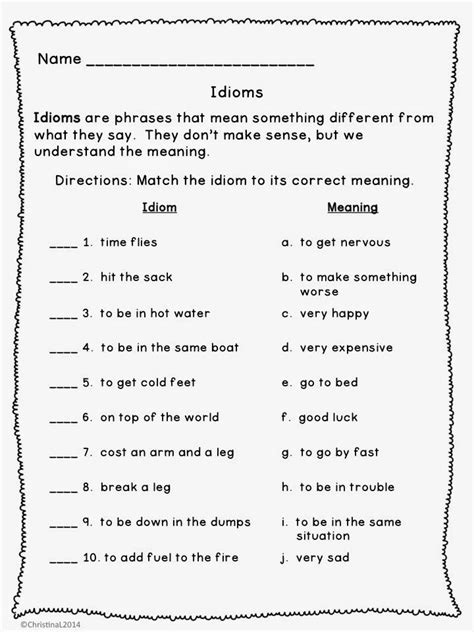 4th Grade Language Arts Worksheets Idioms Worksheets 4th Grade - Idioms Worksheets 4th Grade