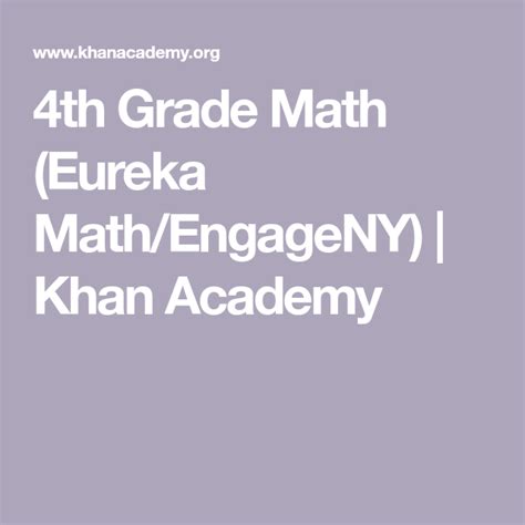 4th Grade Math Eureka Math Engageny Khan Academy Math 4 Grade - Math 4 Grade