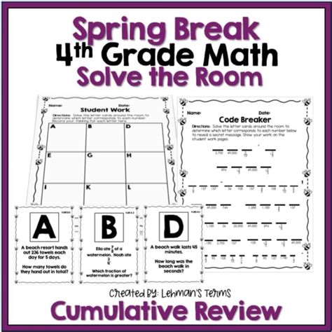 4th Grade Math Spring Break Packets