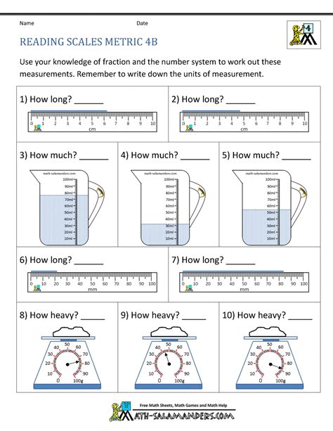 4th Grade Measurement Worksheets Free Printable Measurement Grade 6 Measurement Worksheets - Grade 6 Measurement Worksheets