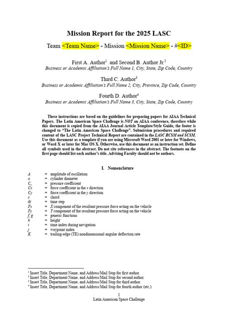 4th Grade Mission Report Guidelines