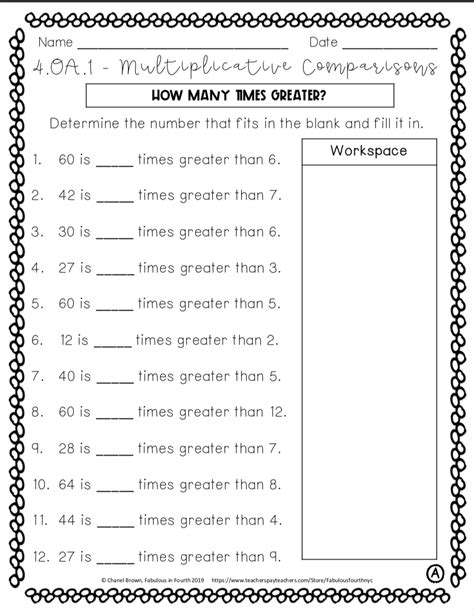 4th Grade Multiplicative Comparison Worksheets Times Tables 4th Grade Multiplicative Comparison Worksheet - 4th Grade Multiplicative Comparison Worksheet
