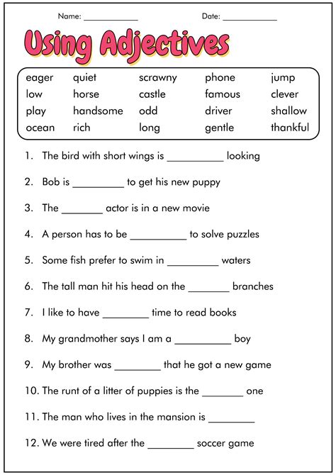 4th Grade Printable Worksheets Language Arts Printable 4th Grade Language Worksheet - 4th Grade Language Worksheet