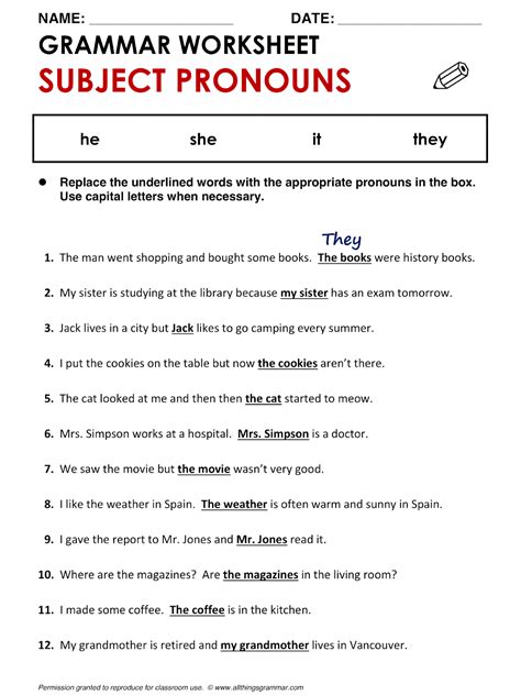 4th Grade Pronoun Worksheets