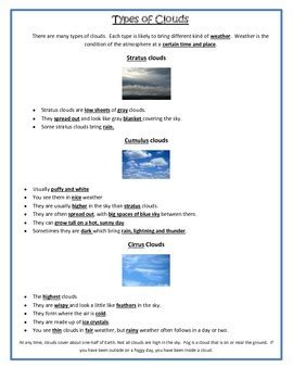 4th grade science clouds study guide
