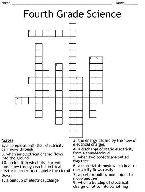 4th Grade Science Crossword Puzzle Crossword Puzzle 4th Grade - Crossword Puzzle 4th Grade