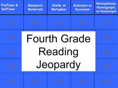 4th Grade Science Jeopardy Factile 4th Grade Science Jeopardy - 4th Grade Science Jeopardy