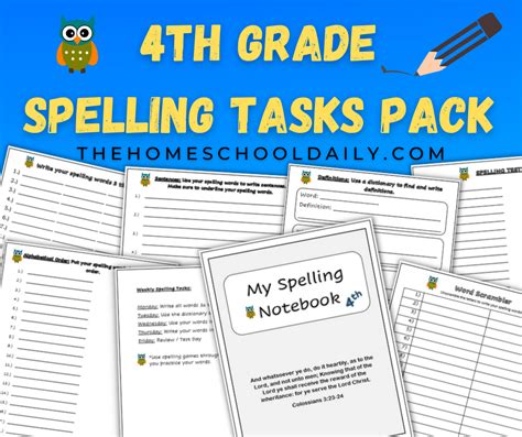 4th Grade Spelling Tasks Pack The Homeschool Daily 4th Grade Spelling Books - 4th Grade Spelling Books