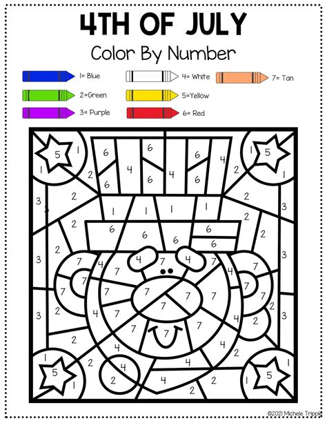 4th of July Color by Number Worksheets 101 Coloring