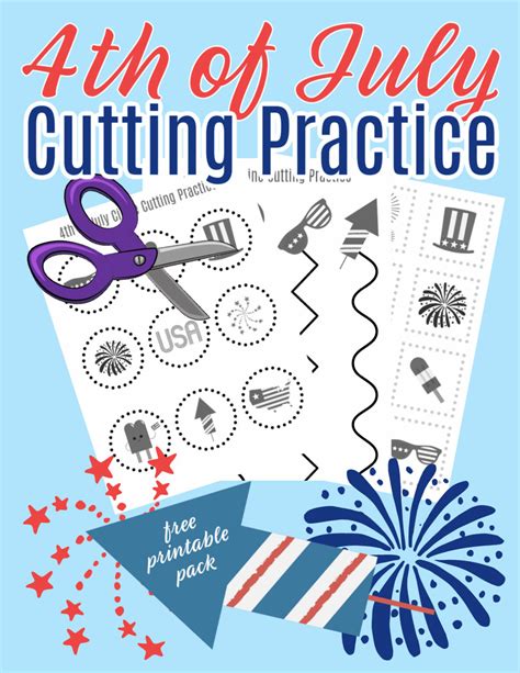 4th Of July Scissor Cutting Practice Sheets Itsybitsyfun Preschool Cutting Practice Sheets - Preschool Cutting Practice Sheets