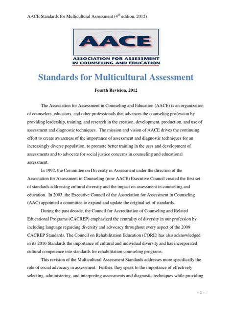 Read 4Th Edition Standards For Multicultural Assessment Aace 