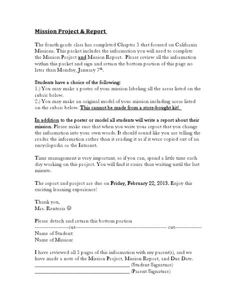 Read 4Th Grade Mission Report Guidelines 