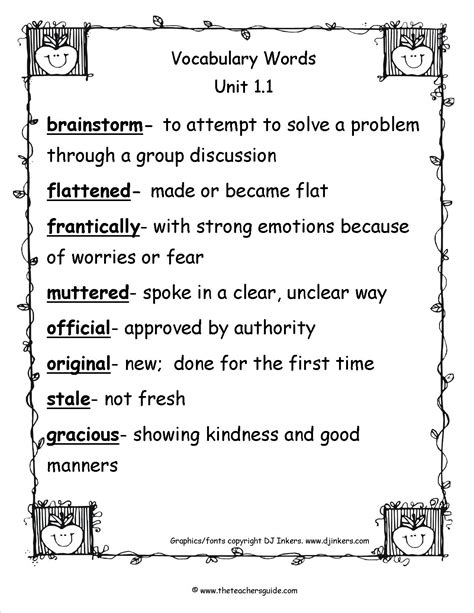 Read Online 4Th Grade Words And Definitions 