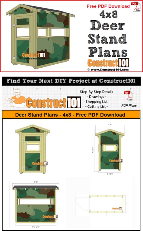 4x8 shooting house plans. 1. Hand-drawn Deer Hunting Stand Plans 2. Outdoor Free Deer Blind Plan 3. Elevated Deer Blind Platform 4. Smaller Deer Observation Stand 5. Simple Pallet Deer Stand 6. Quick Tree Stand Tutorial 7. Rapid 4×6 Shooting House Plans 8. Deer Stand Projections to Follow 9. Bubba’s Homemade Deer Stand 10. Simple Free Deer Stand Design 